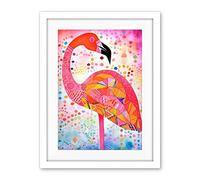 Artery8 Flamingo Folk Art Watercolour Painting Artwork Framed Wall Art Print 18X24 Inch