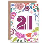 Artery8 Floral 21st Birthday Greetings Card Artery8 Multicolor