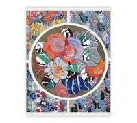 Artery8 Floral Art Deco Pattern Large Wall Art Poster Print 18X24 Inch Artwork By Benedictus : Stylised Floral Artwork Perfect For Lounge Or Study Offering Bold Colour Rhythm And Elegant Design