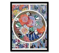 Artery8 Floral Art Deco Pattern Wall Art Print Framed Poster 12x16 inch Artwork By Benedictus : Stylised Floral Artwork Perfect For Lounge Or Study Offering Bold Colour Rhythm And Elegant Design