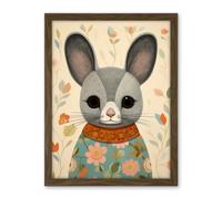 Artery8 Floral Chinchilla Cute Flower Floral Artwork for Kids Bedroom Baby Nursery Artwork Framed Wall Art Print 18X24 Inch