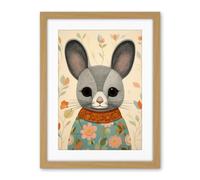 Artery8 Floral Chinchilla Cute Flower Floral Artwork for Kids Bedroom Baby Nursery Artwork Framed Wall Art Print 18X24 Inch