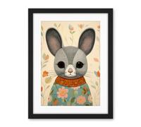 Artery8 Floral Chinchilla Cute Flower Floral Artwork for Kids Bedroom Baby Nursery Artwork Framed Wall Art Print 18X24 Inch