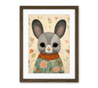 Artery8 Floral Chinchilla Cute Flower Floral Artwork for Kids Bedroom Baby Nursery Artwork Framed Wall Art Print 18X24 Inch