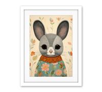 Artery8 Floral Chinchilla Cute Flower Floral Artwork for Kids Bedroom Baby Nursery Artwork Framed Wall Art Print 18X24 Inch