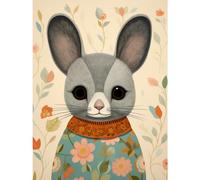 Artery8 Floral Chinchilla Cute Flower Floral Artwork for Kids Bedroom Baby Nursery Large Wall Art Poster Print Thick Paper 18X24 Inch