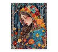 Artery8 Floral Cloak Woman Forest Flower Folk Tapestry For Living Room Extra Large XL Wall Art Poster Print