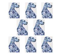 Artery8 Floral Great Dane Blue Dog Lover Pet Portrait Art Cards Pack of 8, A6 | Size: 8 pack Artery8 Blue 8 pack