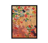 Artery8 Floral Japanese Fan Pattern G A Audsley Vintage Framed Canvas Wall Art in Pink | Size: W12" x H16" Artery8 Pink W12" x H16"