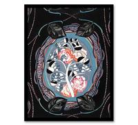 Artery8 Floral Motif Benedictus Vintage Framed Wall Art Print in Black | Size: A4 Artery8 Black A4