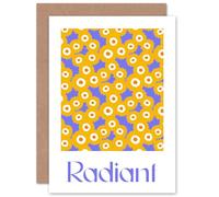 Artery8 Floral Pattern Radiant Quote Yellow Purple Bold for Wife Her Mum Sister Daughter Mom Gran Nan Birthday Thank You Congratulations Blank Art Greeting Card