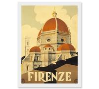 Artery8 Florence Italy Basilica Santa Maria Fiore A4 Artwork Framed Wall Art Print in White Artery8 White