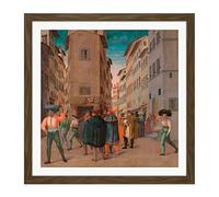 Artery8 Florentine Traveler Sheltering Works Mercy Painting Square Wooden Framed Wall Art Print Picture 16X16 Inch