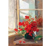 Artery8 Florian Bouquet Poppies Window Flowers Painting Unframed Wall Art Print Poster Home Decor Premium