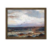 Artery8 Florian On The North Sea Waves Seascape Painting Artwork Framed Wall Art Print 18X24 Inch