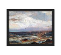 Artery8 Florian On The North Sea Waves Seascape Painting Artwork Framed Wall Art Print 18X24 Inch