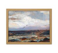 Artery8 Florian On The North Sea Waves Seascape Painting Artwork Framed Wall Art Print 18X24 Inch