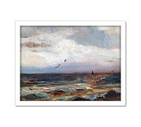 Artery8 Florian On The North Sea Waves Seascape Painting Artwork Framed Wall Art Print 18X24 Inch