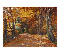 Artery8 Florian Praterallee Autumn Vienna Trees Painting Premium Wall Art Canvas Print 18X24 Inch
