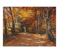 Artery8 Florian Praterallee Autumn Vienna Trees Painting Unframed Wall Art Print Poster Home Decor Premium