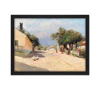 Artery8 Florian Village Road Summer Midday Sun Painting Artwork Framed Wall Art Print 18X24 Inch