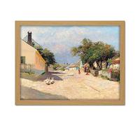 Artery8 Florian Village Road Summer Midday Sun Painting Artwork Framed Wall Art Print 18X24 Inch