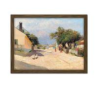 Artery8 Florian Village Road Summer Midday Sun Painting Artwork Framed Wall Art Print 18X24 Inch