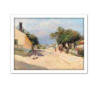 Artery8 Florian Village Road Summer Midday Sun Painting Artwork Framed Wall Art Print 18X24 Inch
