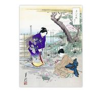 Artery8 Flower Arranging Garden Vintage Japan Wall Art Print Ogata Gekko in Purple | Size: W18" x H24" Artery8 Purple W18" x H24"