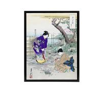 Artery8 Flower Arranging In The Garden Framed Canvas Wall Art Print Ogata Gekko in Purple | Size: W18" x H24" Artery8 Purple W18" x H24"