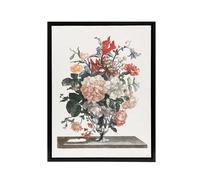 Artery8 Flower Bouquet In A Glass Vase Johan Teyler Black Framed Canvas Art in White | Size: W18" x H24" Artery8 White W18" x H24"