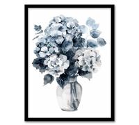 Artery8 Flower Bouquet in Vase Monochrome Watercolour For Living Room Artwork Framed Wall Art Print 18X24 Inch