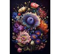 Artery8 Flower Bouquet Purple Pink Orange Floral Art Extra Large XL Wall Art Poster Print