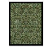 Artery8 Flower Garden Textile Pattern Vintage Framed Wall Art Print W. Morris in Green | Size: W12" x H16" Artery8 Green W12" x H16"