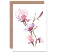 Artery8 Flower Magnolia Watercolour Greetings Card in Pink Artery8 Pink