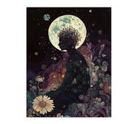 Artery8 Flower Nymph Full Moon Portrait Concept Art Living Room Extra Large XL Wall Art Poster Print