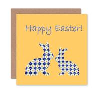 Artery8 Flower Pattern Bunny Silhouettes Easter Card Artery8 Multicolor