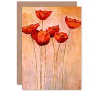 Artery8 Flower Red Poppies Painting Greetings Card Artery8 Red