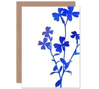 Artery8 Flower Silhouette Blue Virginian Greetings Card Artery8 Blue