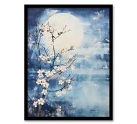 Artery8 Flowering Almond Tree Misty Morning Sun Landscape Artwork Framed Wall Art Print 18X24 Inch
