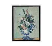 Artery8 Flowers in a Rococo Vase Still Life Cezanne Framed Canvas Wall Art in Blue | Size: W18" x H24" Artery8 Blue W18" x H24"