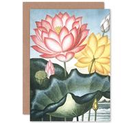 Artery8 Flowers Lotus Sacred Egyptian Bean Greetings Card Artery8 Multicolor