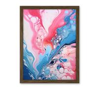Artery8 Fluid Paint Acrylic Pouring Abstract Artwork Pink Blue Flowing Colours Artwork Framed Wall Art Print 18X24 Inch