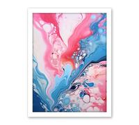 Artery8 Fluid Paint Acrylic Pouring Abstract Artwork Pink Blue Flowing Colours Artwork Framed Wall Art Print 18X24 Inch