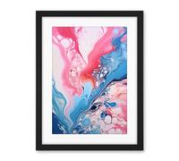 Artery8 Fluid Paint Acrylic Pouring Abstract Artwork Pink Blue Flowing Colours Artwork Framed Wall Art Print 18X24 Inch