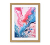 Artery8 Fluid Paint Acrylic Pouring Abstract Artwork Pink Blue Flowing Colours Artwork Framed Wall Art Print 18X24 Inch