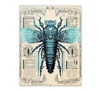 Artery8 Fly Robot Hybrid Schematic Blueprint Futuristic Secret Complex Arcane Manuscript Gift For Him Man Cave Large Wall Art Poster Print Thick Paper 18X24 Inch