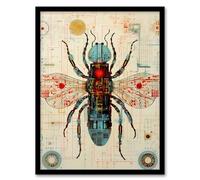 Artery8 Fly Robot Hybrid Secret Military Schematic Blueprint Futuristic Complex Arcane Manuscript Gift For Him Man Cave Artwork Framed Wall Art Print A4