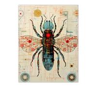 Artery8 Fly Robot Hybrid Secret Military Schematic Blueprint Futuristic Complex Arcane Manuscript Gift For Him Man Cave Unframed Wall Art Print Artery8 Multicolor W12" x H16"