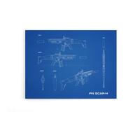 Artery8 FN SCAR H Assault Rifle Blueprint Canvas Wall Art Print in Blue | Size: W18" x H24" Artery8 Blue W18" x H24"
